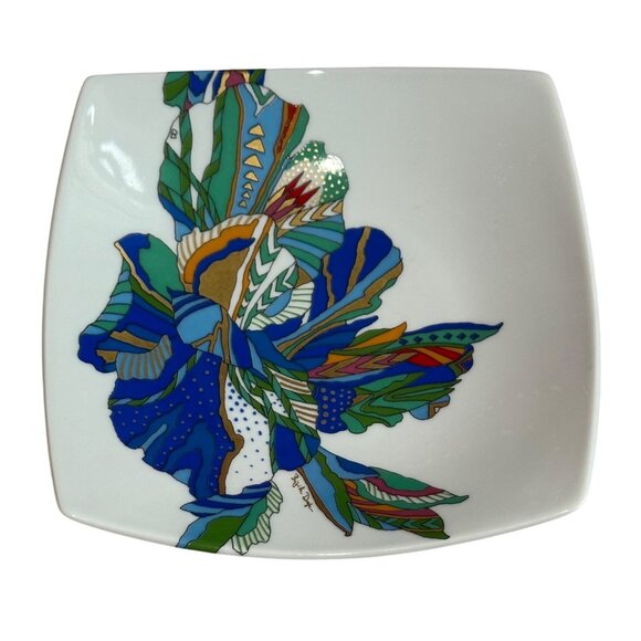 Rosenthal by German Artist Brigitte Doege Blue / Green Decorative Square Tray - Picture 1 of 13